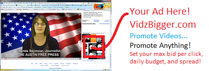 Your Ad Here!  Promote Videos.... Promote Anything!  Set your max bid per click and daily budget!  Expand your markets!